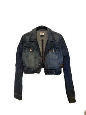 Y2K See Thru Soul Dark Blue Cropped Denim Jacket